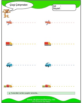okul öncesi çizgi çalışma sayfaları